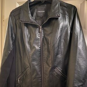 Black Faux leather jacket with functional zippers and pockets